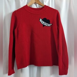 Sandro Paris Small Red Sweater Love Heart Applique